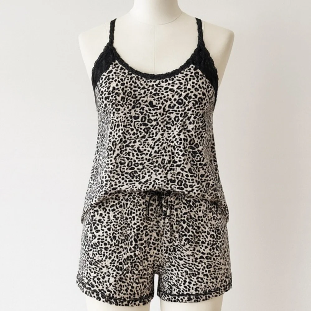 Rene Rofe Large GUC Leopard Print Women's Sleepwear Set COZY COMFY SOFT